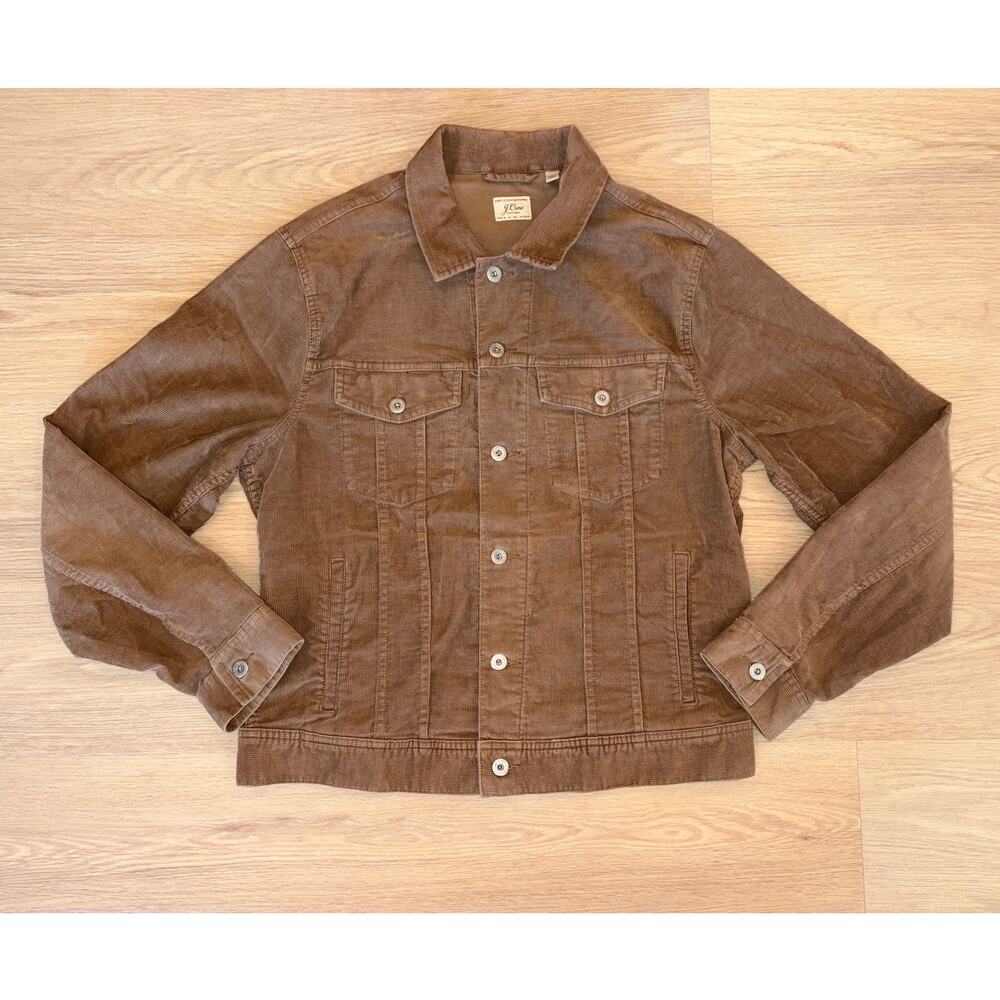J. Crew brown corduroy button up jacket mens size Large